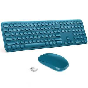 lot 21801 image: Wireless Keyboard and Mouse, Vssoplor 2.4GHz Ultra Slim Wireless Mouse Keyboard Combo with Round Keycaps for Windows, Laptop, PC, Computer (Sapphire Blue)