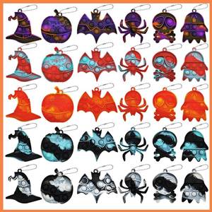 lot 21815 image: LAHAND 30 Pcs Halloween Pop It Keychain Halloween Simple Silicone Stress Relief Fidget Pop It Hand Toys Push Bubble Wrap Pop Toys Anxiety Stress Reliever for Kids Adultsquantity unverified 