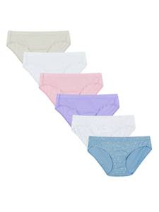 lot 21824 image: Hanes womens Pure Comfort 6-pack Hipster Panties, Assorted, 7 US, Assorted Colors, 6-pack Hipsters