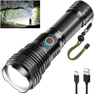 lot 21827 image: Rechargeable Flashlights 900000 High Lumens, High Power Led Flashlight, XHP70.2 Powerful Tactical Flashlight with Zoomable, 5 Modes, IPX7 Waterproof, Flashlight for Camping, Hiking, Emergencies