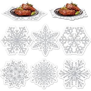 lot 21835 image: Christmas Snowflake Placemats Table Placemats Set of 6 Plastic Seasonal Winter Table Decoration Washable Silver Xmas Festival Holiday Placemats for Kids Home Kitchen Dining Room Housewarming Gifts