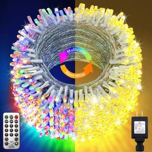 lot 21844 image: KNONEW 720 LED 328ft Christmas Lights Color Changing String Lights Outdoor, Clear Wire String Light 11 Modes with Remote for Xmas Tree Trunk Yard Wedding Party Holiday Warm White to Multicolor