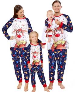lot 21848 image: Adisputent Christmas Pajamas for Family Matching Cute Long Sleeve Couples Soft Holiday Sleepwear Funny Christmas Pjs sets Blue White Reindeer Women L