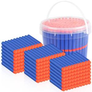 lot 21855 image: Pokiiulk Refill Darts Bullets Compatible with Nerf Guns N-Strike Elite Series, 300PCS Refill Darts Premium Foam Bullets Pack with Portable Storage Bucket
