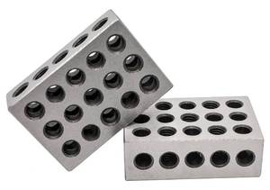 lot 21856 image: LLDSIMEX Pair 1 x 2 x 3 Precision Steel 1-2-3 Blocks 23 Holes