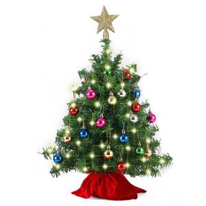 lot 21872 image: Joiedomi 24 Mini Christmas Tree Tabletop Set with Clear LED Lights, Artificial Mini Christmas Tree with Star Treetop and Ornaments, Best DIY Christmas Decorations (Storage Bag Included)