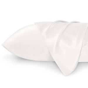 lot 21903 image: Bedsure Satin Pillowcase for Hair and Skin Queen - Ivory Silky Pillowcase 2 Pack 20x30 Inches - with Envelope Closure, Similar to Silk Pillow Cases, Gifts for Women Men