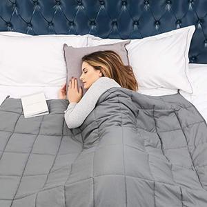 lot 21921 image: BETU Weighted Blanket for Adults (12lbs, 48x72 Twin Size) - Cooling and Breathable Heavy Blanket for 110-130lbs with Premium Glass Beads - Soft Thick Blanket for All-Season Sleeping Comfort - Grey