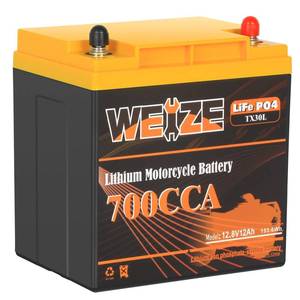 lot 21939 image: Weize YTX30L-BS Lithium Motorcycle Battery, 12 Volt 12Ah, 700CCA, Built-in Smart BMS, Replacement YIX30L, ETX30L BS LiFePO4 Battery for Harley Davidson Polaris Sportsman