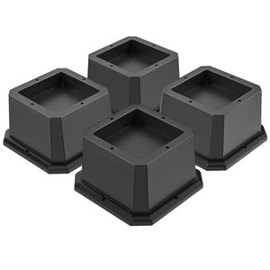 lot 21943 image: USION Bed Risers 2 Inch Adjustable Furniture Risers Heavy Duty Dorm Bed Lifts Risers Table Cabinet Desks Legs Blocks 4 Pack Black