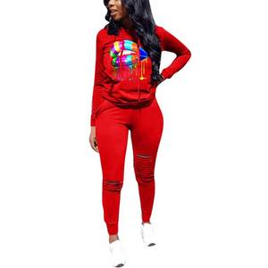 lot 21951 image: Nimsruc Womens Two Piece Outfits Casual Long Sleeve Pant Sets Sweatsuit Tracksuit Red M