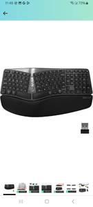 lot 21960 image: DeLUX Wireless Ergonomic Keyboard with Cushioned Palm Rest Against Carpal Tunnel, Ergo Split, Multi-Device Connection, Compatible with Windows, Mac OS (GM901D-Black)