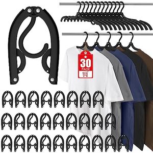 lot 21962 image: 30 Pcs Travel Hangers Portable Foldable Travel Hanger Organizer, Plastic Travel Accessories Essentials Clothes Drying Rack Folding Hangers for Traveling Camping RV Cruises, Black