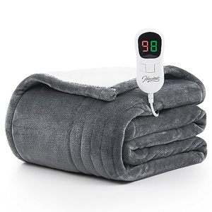 lot 21965 image: Homemate Heated Blanket Electric Throw - 50x60 Heating Blanket Throw 12468 Hours Auto-off 10 Heat Level Heat Blanket Over-heat Protection Flannel Sherpa Heater Blanket Electric ETL Certification