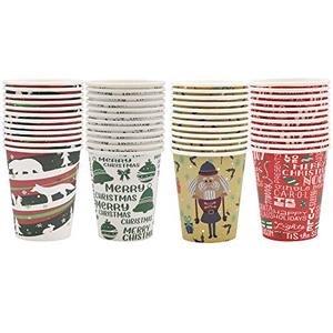 lot 21970 image: 48 Christmas Party Cups 9 oz. Disposable Paper Cup Design in Merry Christmas, Nutcracker, Christmas Elements and Holiday Spirits, Xmas Event Drinkware, Holiday Supplies.quantity unverified 
