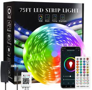 lot 21973 image: HEDYNSHINE 75Ft LED Strip Lights, Music RGB Strip Lights Color Change Strip Lights with 40key Remote,Led Lights for Bedroom