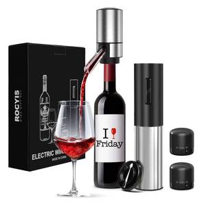 lot 21975 image: Electric Wine Opener-Rocyis Wine Gift Set-Electric Wine Aerator Pourer-Wine Dispenser Battery Operated, Rechargeable Wine Bottle Opener with Foil Cutter, Vacuum Stoppers-Wine Gifts for Women