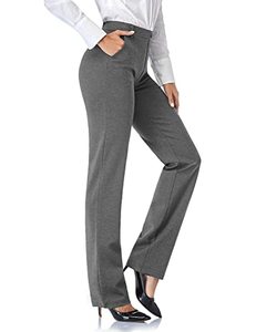 lot 21987 image: Tapata Womens 2628303234 Stretchy Straight Dress Pants with Pockets Tall, Petite, Regular for Office Work Business 32,New Charcoal,L