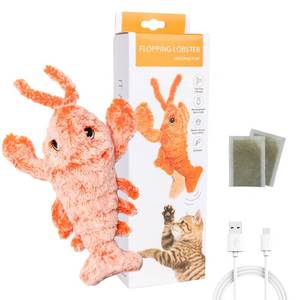lot 21988 image: AmazinglyCat Flopping Lobster Moving Cat Toy for House Cats � Motion Activated Interactive Cat Toy with 2 Catnip Packets  USB-Charged Toy for Cats up to 15lbs  Soft & Washable Cute Cat Toys