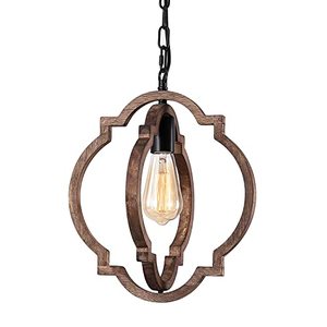 lot 21992 image: 1-Light Farmhouse Wood Chandelier,Rustic Retro Pendant Light.Adjustable Height Handmade Rustic Light Fixture for Foyer, Dining&Living Room, Kitchen Island, Entryway, Breakfast Area(Colour Black)