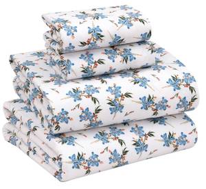 lot 21994 image: RUVANTI Flannel Sheets Twin Size - 100% Cotton Brushed Bed Sheet Sets - Deep Pockets 16 Inches, Fits Upto 18 - All Seasons Breathable, Super Soft, Warm & Cozy -3 Pcs- Cloud Nine