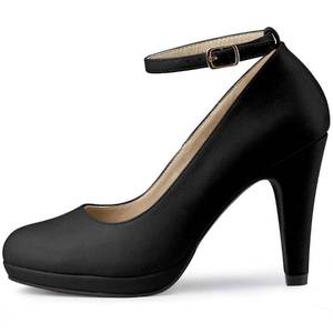 lot 21997 image: Allegra K Womens Round Toe Stiletto Heel Ankle Strap Black Pumps - 6 M US