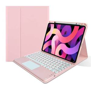lot 22009 image: kaitesi iPad 10th Generation Keyboard Case - Touchpad Detachable Keyboard with Pencil Charging Holder - iPad 10 2022 10.9 inch Slim Leather Folio Smart Cover (Light Pink)