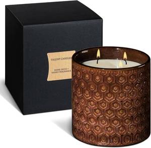 lot 22011 image: Nostalgic Ceramic Jar Candles, Long-Lasting Scented Candles, 3 Cotton Wicks, Perfect for Bedroom, Kitchen, Bath, Teak Mahogany