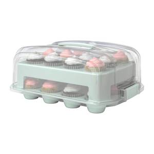 lot 22013 image: Top Shelf Elements Cupcake Carrier, Fashionable Green Cupcake Holder Carries 24 Standard-Size Cupcakes, Durable Muffin Traveler Two Tier Stand and Reusable Cupcake Box (Green)