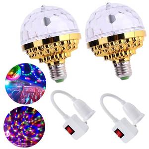 lot 22015 image: 2Pcs Colorful Rotating Magic Ball Light Colorful Disco Rotating Magic Ball Light Bulb with Sockets,Magic Ball RGB LED Stage Light for Home Room Dance Parties