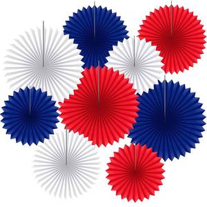 lot 22019 image: Outus 9 Pieces Party Hanging Paper Fans Round Decorative Paper Garlands Photo Booth Backdrops Decorations for Carnival Celebration Wedding Birthday Christmas Party Decoration