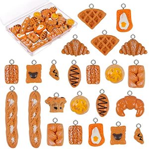 lot 22023 image: BENBO 36 Pcs Handmade Simulation Food Bread Toast Charms Pendant Resin Imitation Hanging Food Charms Croissant French Bread Pendants DIY Baking Charms for Jewelry Making Necklace Earring (12 Styles)