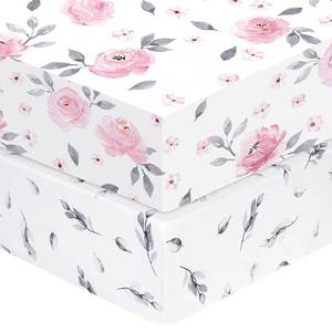 lot 22029 image: PHF 100% Cotton Crib Sheets Fitted 2 Pack, Soft Breathable Comfortable Baby Sheet Set for Girls, Premium Crib Sheets Fits Standard Crib and Toddler Mattress 28in x 52in, Floral Flowers & Leaf