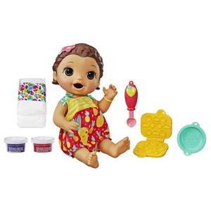 lot 22039 image: Baby Alive Super Snacks Snackin� Lily Baby Brunette Hair Baby Doll That Eats, with Reusable Doll Food, Spoon and 3 Accessories, Perfect Doll for 3 Year Old Girls and Boys and Up