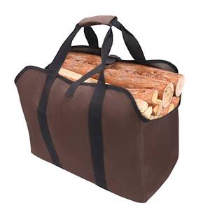 lot 22044 image: Hongmai Large Firewood Carrier Bag with Handles, Canvas Log Carrier Tote for Firewood, Firewood Holder, Fireplace Accessories, Wood Carrier Bag for Firewood, Indoor, Outdoor Campin, Trip(Brown)