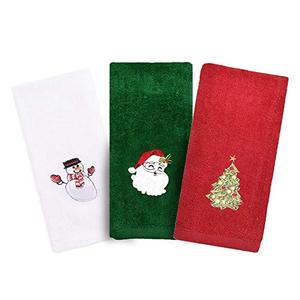 lot 22048 image: Christmas Hand Towels, 3 Packs Decorative Dish Towels Set, 100% Cotton Wash Basin Towels for Drying, Cleaning, Cooking & Baking, Embroidered Christmas Holiday Design Towels Gift Set