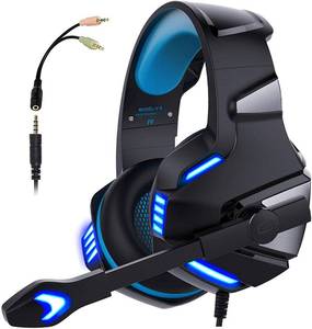 lot 22399 image: Micolindun Gaming Headset for Xbox One, PS4, PC, Over Ear Gaming Headphones with Noise Cancelling Mic LED Light, Stereo Bass Surround, Soft Memory Earmuffs for PS5, Smart Phone, Laptops, Tablet