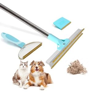 lot 22400 image: 56 Adjustable Carpet Rake for Pet Hair Removal Broom Set � Stainless Steel Dog Hair Remover Scraper - Reusable Cat Hair Pro Uproot Deep Cleaner Tool