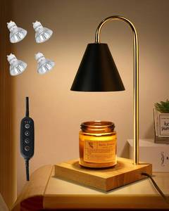 lot 22409 image: Oilkas Candle Warmer Lamp with 4 Bulbs - Candle Warmer with Timer Dimmable, Wax Melt Warmer Candle Holders