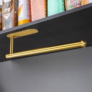 lot 22415 image: SUNTECH Paper Towel Holder Gold, Self Adhesive Paper Towel Rack Under Kitchen Cabinet, SUS304 Stainless Steel 11 45 inch Drilling Paper Towel Bar