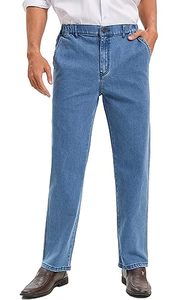 lot 22417 image: voeeron Mens Elastic Waist Jeans Relaxed Fit Mens Jeans with Elastic Waist with Zipper and Button, Light Washed, 38W x 30L, 7811