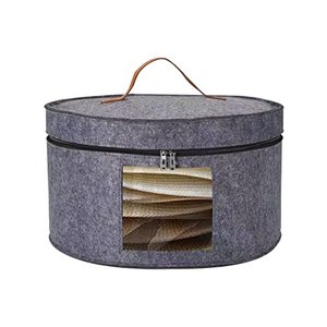 lot 22440 image: Munskine Hat Boxes for Women Storage & Men Hat Box Hat Storage Box - Large Hat Box With Lids Round Box With Dust proof Lid Toy Storage - Light Grey
