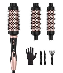 lot 22446 image: Terviiix 3 in 1 Thermal Brush Set, Ceramic Curling Wand, Fast Heating Hot Brush, 3 Interchangeable Travel Curling Irons for Short, Medium & Long Hair(1.25 Inch, 1.5 Inch & 1.75 Inch), Dual Voltage