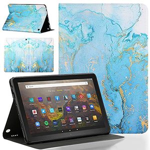 lot 22459 image: Pudazvi Case for Amazon Kindle Fire HD 8 Tablet Case,Fire HD 8 Plus Tablet Case(Fits Both 12th10th Generation, 20222020 Release),Ultra Slim Multi-Angle Viewing Auto WakeSleep,Marble Blue