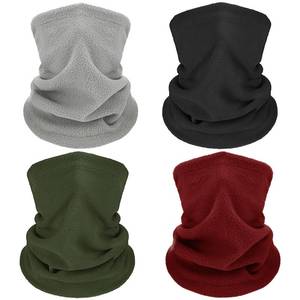 lot 22467 image: 4 Pieces Winter Neck Warmers Fleece Gaiter Windproof Face Covering (Army Green, Black, Wine Red, Light Gray, Medium)