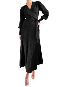 lot 22471 image: RAISECOM Womens 2 Piece Outfits Long Sleeve Knit Sweater Top with Belt and Pleated Dress Solid Casual Sets Black