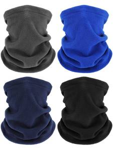 lot 22473 image: 4 Pieces Kids Snood Winter Neck Warmers Fleece Gaiter Windproof Cuellos Cover (Grey, Royal Blue, Black)