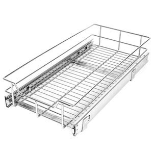 lot 22750 image: STORKING 11x 17 x 5.3Inch Single Wire Basket Pull Out Shelf Drawer Storage Organizer for Kitchen Base Cabinets Chrome-Plating