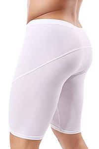 lot 22751 image: MIZOK Mens Yoga Tight Shorts Quick Dry Seamless Training Gym Workout Jogger Shorts Swim Jammers Swimsuit (White, US STag M Size Fit Waist 26-28 inch)