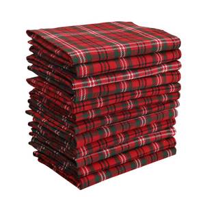 lot 22761 image: DG Collections Dinner Napkins, 100% Cotton Over Sized Kitchen Napkins, Set of 12 Pack (19 x 19 Inch) Red & Green Plaid for Christmas and Thanksgiving with Mitered Corner and Lint Free